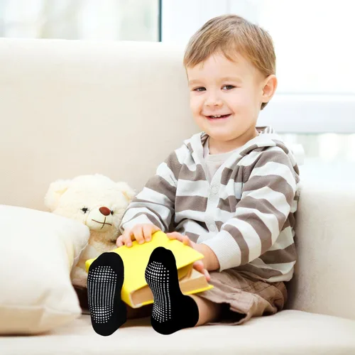 Miniatura 4 de HYCLES Calcetines antideslizantes para niños pequeños, 15 pares de calcetines antideslizantes de corte bajo para niños de 1 a 7 años, calcetines