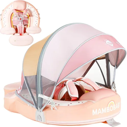 Miniatura 7 de Flotadores para bebé para piscina con dosel toldo de protección solar extraíble Mambobaby Float No Inflable Mejora Añadir cola Evitar Voltear Verde
