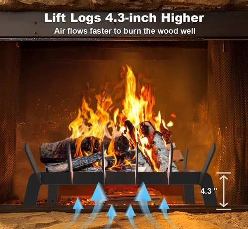 Miniatura 5 de Rejilla de chimenea resistente de 17 pulgadas, soporte pequeño de leña con 6 barras de soporte para accesorios de chimenea de interior y exterior