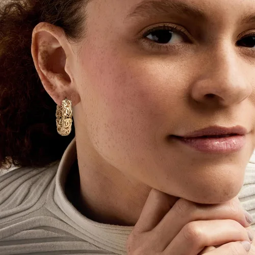 Miniatura 2 de Ross-Simons Pendientes de aro bizantinos pequeños de oro de 18 quilates sobre plata esterlina