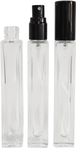 Miniatura 4 de 8 botellas de perfume de 0.3 fl oz, botellas de spray de vidrio rellenables, mini botella de vidrio cuadrada portátil de viaje, pequeña botella