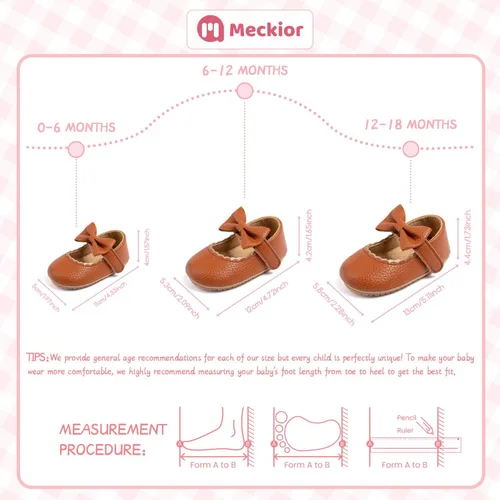 Miniatura 6 de Meckior Zapatos deportivos para bebé y niñas, suela suave, con lazo, princesa, vestido de boda, Mary Jane, planos, para recién nacidos, ligeros