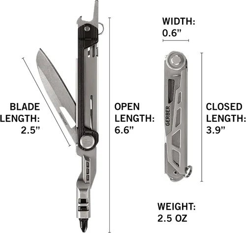 Miniatura 7 de Gerber Gear Armbar Slim Drive Cuchillo de bolsillo EDC multiherramienta con destornillador, abrebotellas, ónix