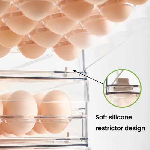 Miniatura 4 de vacane Soporte para huevos de capacidad para 24 contenedores organizadores de refrigerador, contenedor de almacenamiento de huevos sin BPA
