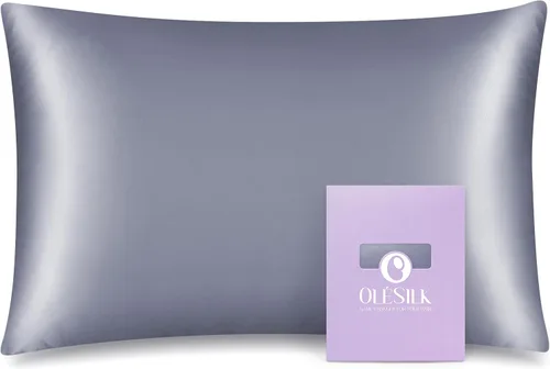 Miniatura 17 de Olesilk - Funda de almohada 100% seda con cremallera oculta para la belleza del cabello y la piel, ambos lados, 19 milímetros (0.74 pulgadas), Azul