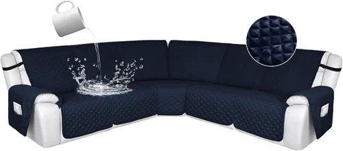 Miniatura 102 de HDCAXKJ Fundas de sofá seccional reclinable 100% impermeable, forma de L, funda de sofá reclinable lavable acolchada suave para mascotas, perro
