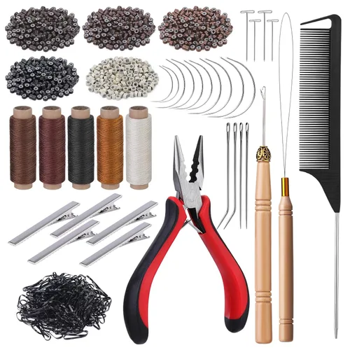 Kit de herramientas de extensión de cabello, 5 colores, 1000 piezas de micro anillos de silicona con extensión de cabello, alicates para quitar