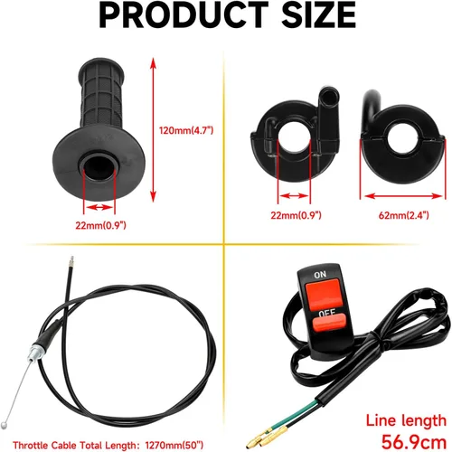 Miniatura 4 de HIAORS Kit de mango de cable de acelerador giratorio de 7/8" 22mm para Predator 196cc 212cc 6.5hp Coleman CT200U CT200U-EX BT200X Baja Warrior MB200