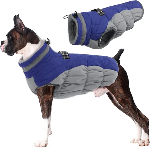 Miniatura 67 de Lelepet Abrigo cálido para perro, abrigo de invierno para perro, chaqueta impermeable para perros con arnés incorporado, chaleco reflectante