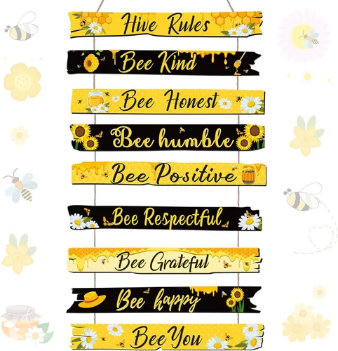 Miniatura 8 de Jetec Placa de Decoración de Abeja Regalo Letrero de Abeja Reglas de Colmena Decoración de Pared Adorno de Margarita de Navidad para Navidad Hogar