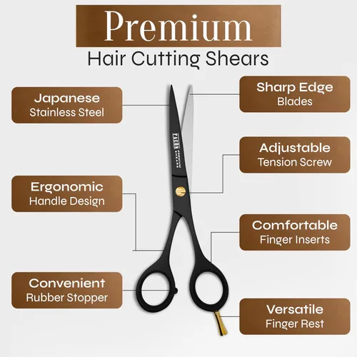 Miniatura 6 de Facón Tijeras de corte de pelo, tijeras profesionales para el cabello de 6.5 pulgadas, tijeras de peluquería con borde de afeitar, tijeras de corte