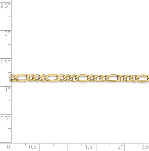 Miniatura 5 de Sonia Jewels Collar de cadena Figaro de oro amarillo de 14 quilates de 0.138 in, con cierre seguro de langosta, Metal