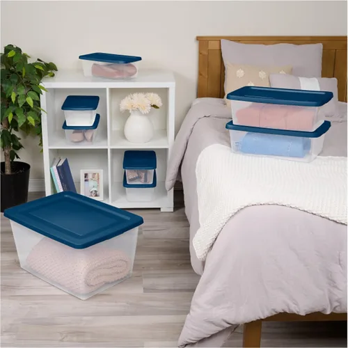 Miniatura 4 de Sterilite - Contenedores de almacenamiento apilables de 6 cuartos de galón para el hogar con asas y tapa para almacenamiento y organización
