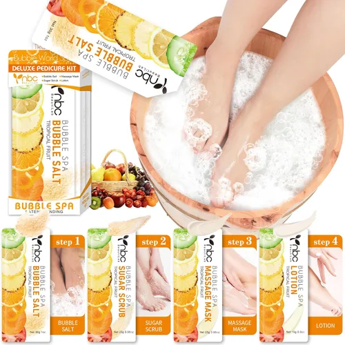 Miniatura 19 de Juego de spa de pedicura para pies, kit de pedicura para el hogar con sal de baño, loción hidratante de crema exfoliante para pies, cuidado de pies