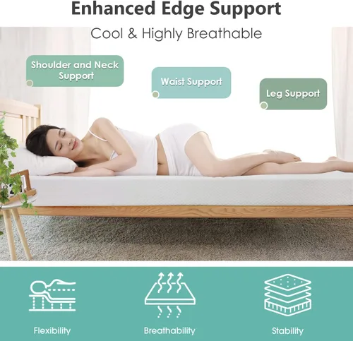 Miniatura 4 de PayLessHere Colchón de espuma viscoelástica de gel completo de 10 pulgadas, sin fibra de vidrio, certificado CertiPUR-US, cama en una caja, sueño