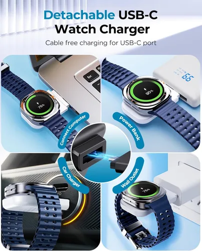 Miniatura 4 de EGV Cargador inalámbrico para Samsung - Estación de carga inalámbrica 3 en 1 para Galaxy S25 Ultra S24 S23, Z Fold Flip 7/6, cargador de reloj