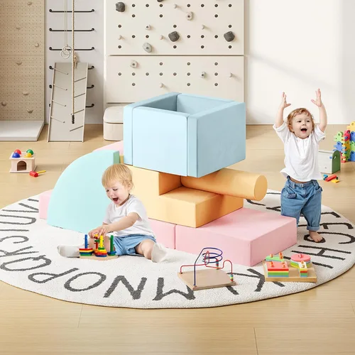 Miniatura 8 de smilesun 12 bloques de escalada de espuma para niños pequeños con pozo de pelotas, juego de gimnasio seguro y suave, bloques de espuma para el área