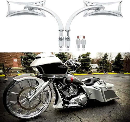 Miniatura 11 de Negro 0.315 in 0.394 in motocicleta mini oval retrovisor espejos para Dyna Softail Touring Sportster 883 1200 Electra Glide Cruisers Choppers