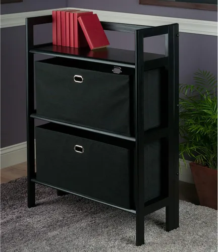 Miniatura 2 de Winsome Torino - Estantería plegable de 3 piezas con cestas de tela, color negro (20306)