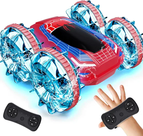 Miniatura 9 de Tecnock Coche Anfibio de Control Remoto, Coche RC de 4WD con Gestos y Carga Magnética, 60 Minutos de Tiempo de Juego, Luces LED, Juguetes de Piscina