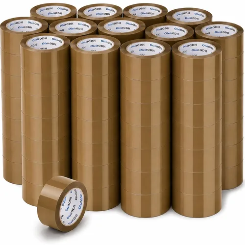 Oleitodh 36 rollos de cinta de embalaje marrón con dispensador, cinta de envío resistente de 1.88 pulgadas x 60 yardas, repuestos de cinta de