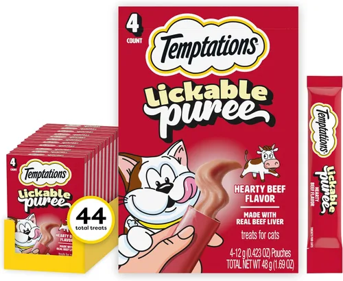 Miniatura 17 de Temptations Paquete variado de puré cremoso de golosinas para gatos lamibles, tubos de 0.42 onzas, 48