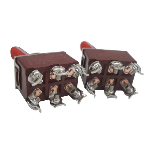 Miniatura 3 de mxuteuk Interruptor de palanca basculante de servicio pesado, 2 unidades, 15A, 250V, DPDT, interruptor de encendido/encendido con 2 PC rojas, mango