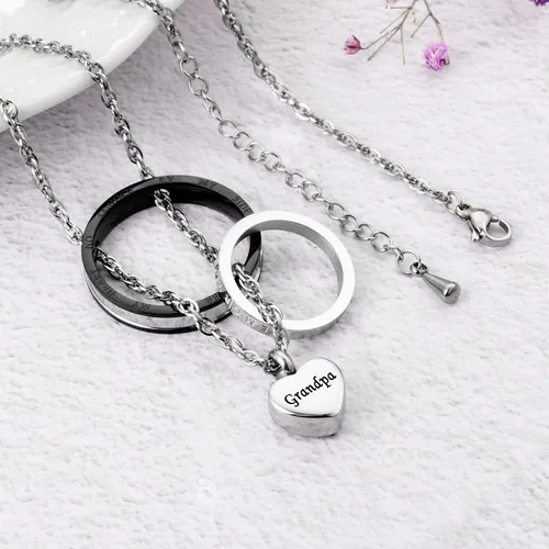 Miniatura 26 de XIUDA Collar de urna de cremación para cenizas, recuerdo tallado con recuerdo eterno de acero inoxidable, joyería conmemorativa para cenizas