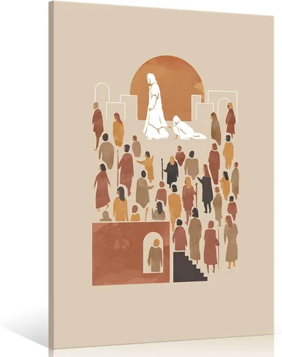 OAOPIC Póster enmarcado con texto en inglés «Jesús mujer» sanada, con flecos de Jesús, ropa, lienzo, arte para pared, versos de la Biblia, pintura