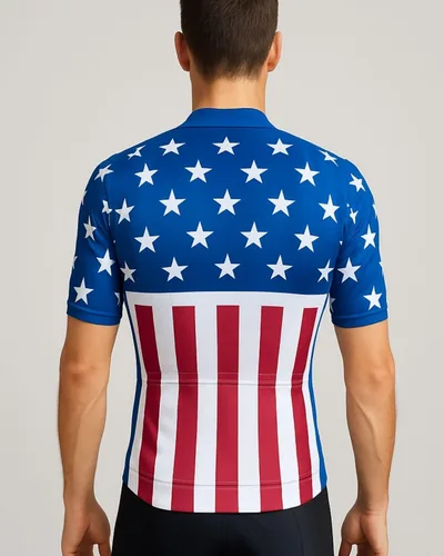 Miniatura 5 de Lo.gas Camiseta de ciclismo de Estados Unidos para hombre, manga corta, camisetas de ciclismo con bandera americana, ropa de bicicleta de carretera