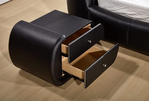 Miniatura 5 de Container Furniture Direct Thompson Collection - Mesita de noche contemporánea tapizada de piel sintética con tiradores de cajón cromados, estándar