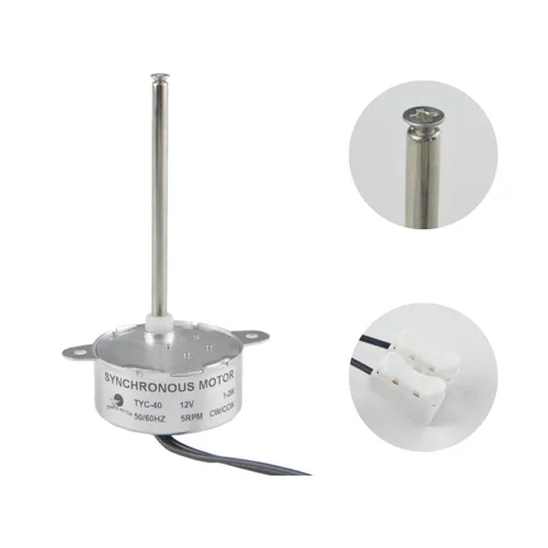 Miniatura 9 de CHANCS Motor Síncrono TYC-40 CA 12V 5RPM Longitud del Eje 33mm para Decoración de Navidad Micro Motor