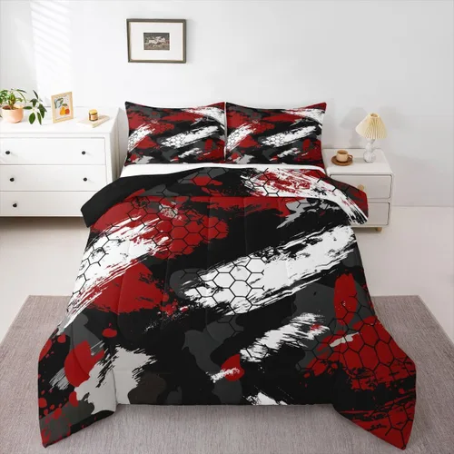 Miniatura 7 de Juego de edredón de camuflaje para niños, tamaño individual, para niños y niñas, juego de ropa de cama ligero con estampado de camuflaje militar