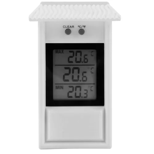 Miniatura 8 de Joyzan Termómetro digital de invernadero, impermeable al aire libre, medidor de temperatura máxima mínima, probador de temperatura alta y baja, Negro