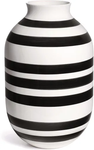 Miniatura 12 de Hak Kähler Omaggio - Jarrón de porcelana con rayas, moderno jarrón redondo, bulboso y escandinavo para flores, negro, 7.9 in