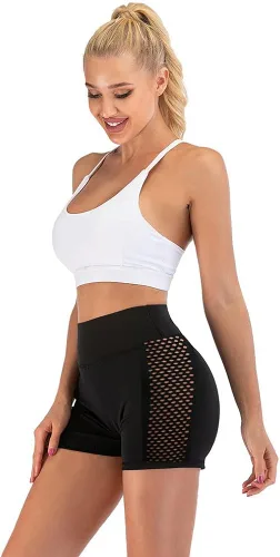 Miniatura 8 de VEEJION Pantalones cortos de ciclismo para mujer, cintura alta, entrenamiento, gimnasio, atlético, pantalones cortos de 4 pulgadas