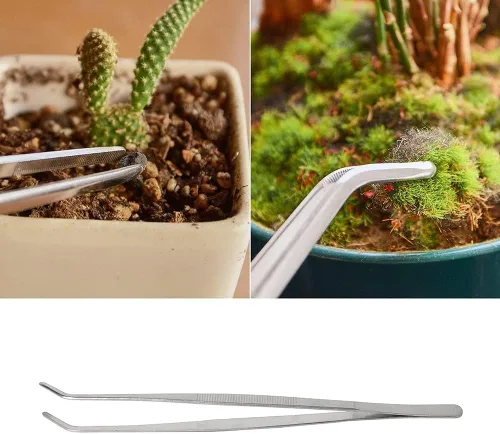 Miniatura 5 de Auniwaig Pinzas de acero inoxidable de 4.92 pulgadas de longitud con punta dentada curvada para reparación de manualidades, herramientas