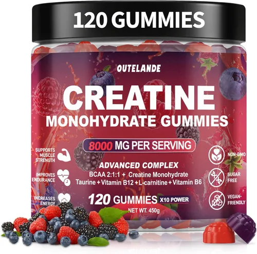 Gomitas de monohidrato de creatina de 8000 mg para hombres y mujeres, suplemento de creatina para mejorar el crecimiento muscular, impulso de
