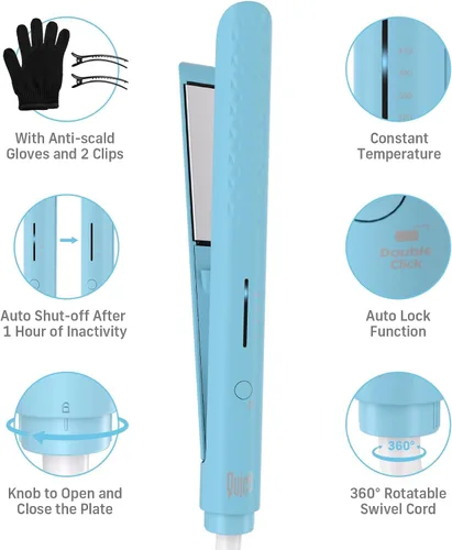 Miniatura 8 de Quico Plancha para el cabello, alisadora de cabello de viaje global de 110-240 V para mujeres, calentamiento rápido en 15 segundos, plancha plana