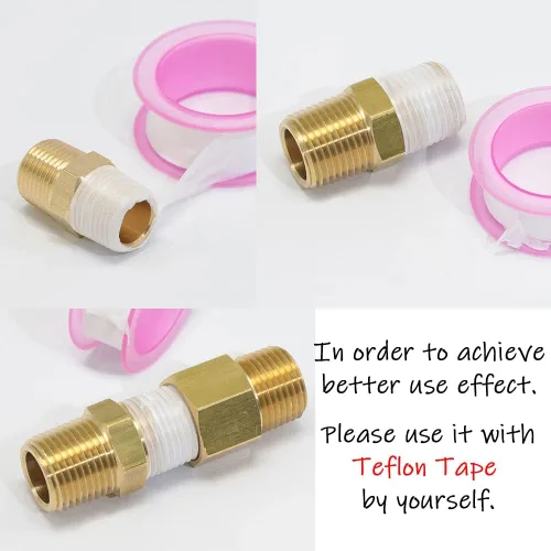 Miniatura 5 de Uenede Acoplamiento de pezón hexagonal de latón NPT de 1/4 de pulgada de 1/4 pulgadas NPT x 1/4 pulgadas NPT hembra roscado igual diámetro acoplador