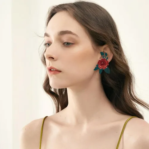 Miniatura 7 de SUPERDANT Troqueles de corte de flores, aretes de rosa, broche de madera, pinzas para el cabello, troqueladas de cuero, máquina de corte de madera