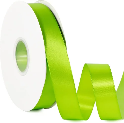 Miniatura 8 de Cinta de satén de color liso verde manzana de 1-1/2 pulgadas x 50 yardas, cinta de tela de poliéster de alta densidad de doble cara para envolver