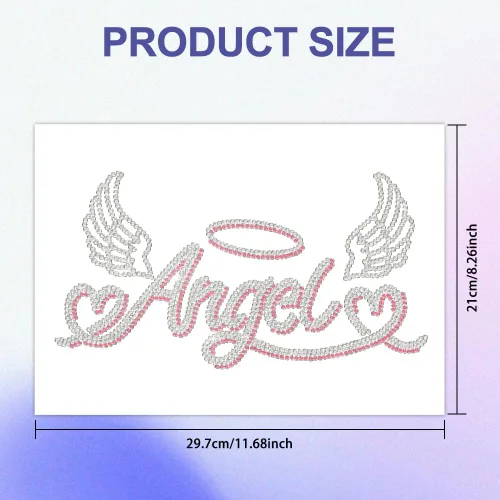 Miniatura 2 de MAYJOYDIY Alas de transferencia termoadhesivas con texto de ángel con diamantes de imitación, parches de reparación de ropa, apliques de amor