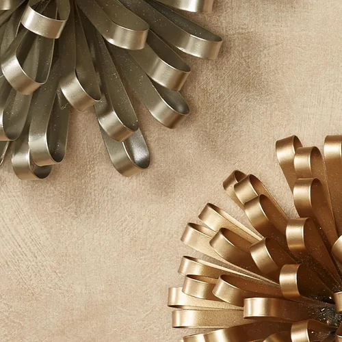 Miniatura 5 de Touch of Class Metallic Fusion - Juego de tres detalles de pared, metal, rosa, oro, platino, flores modernas para dormitorio, sala de estar