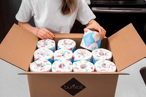 Miniatura 4 de 24 rollos de papel higiénico Bumroll reciclado y sostenible, suave, absorbente y ecológico, ideal para el hogar, la oficina y los baños, seguro
