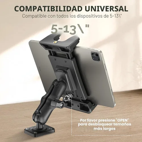 Miniatura 4 de OHLPRO Soporte para tablet de automóvil, base de taladro resistente, soporte para tableta para camión, compatible con iPad Samsung Tab de 5 a 13