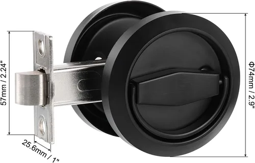 Miniatura 2 de PATIKIL Cerradura redonda de puerta empotrada, manija de puerta empotrada oculta de acero inoxidable 304, tiradores de muebles para puerta de Negro
