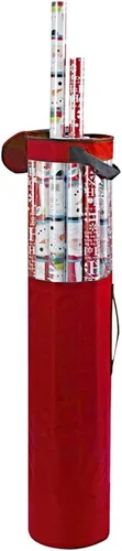 Miniatura 7 de ProPik Bolsa de almacenamiento de papel de regalo, organizador de papel de regalo de Navidad, almacena hasta 24 rollos de 40 pulgadas, poliéster Rojo