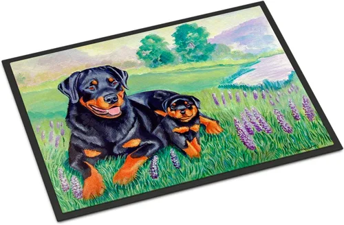 Caroline's Treasures 7141JMAT Rottweiler - Tapete para puerta delantera, 24 x 36 pulgadas, para interiores y exteriores, para entrada,