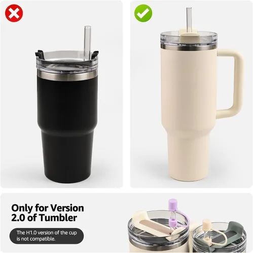Miniatura 7 de MOLOSLEEVE 21 colores de los adornos de paja incluyen un juego de tapones a prueba de fugas, para Stanley Cup 2.0, 30 onzas, 40 onzas, silicona, a